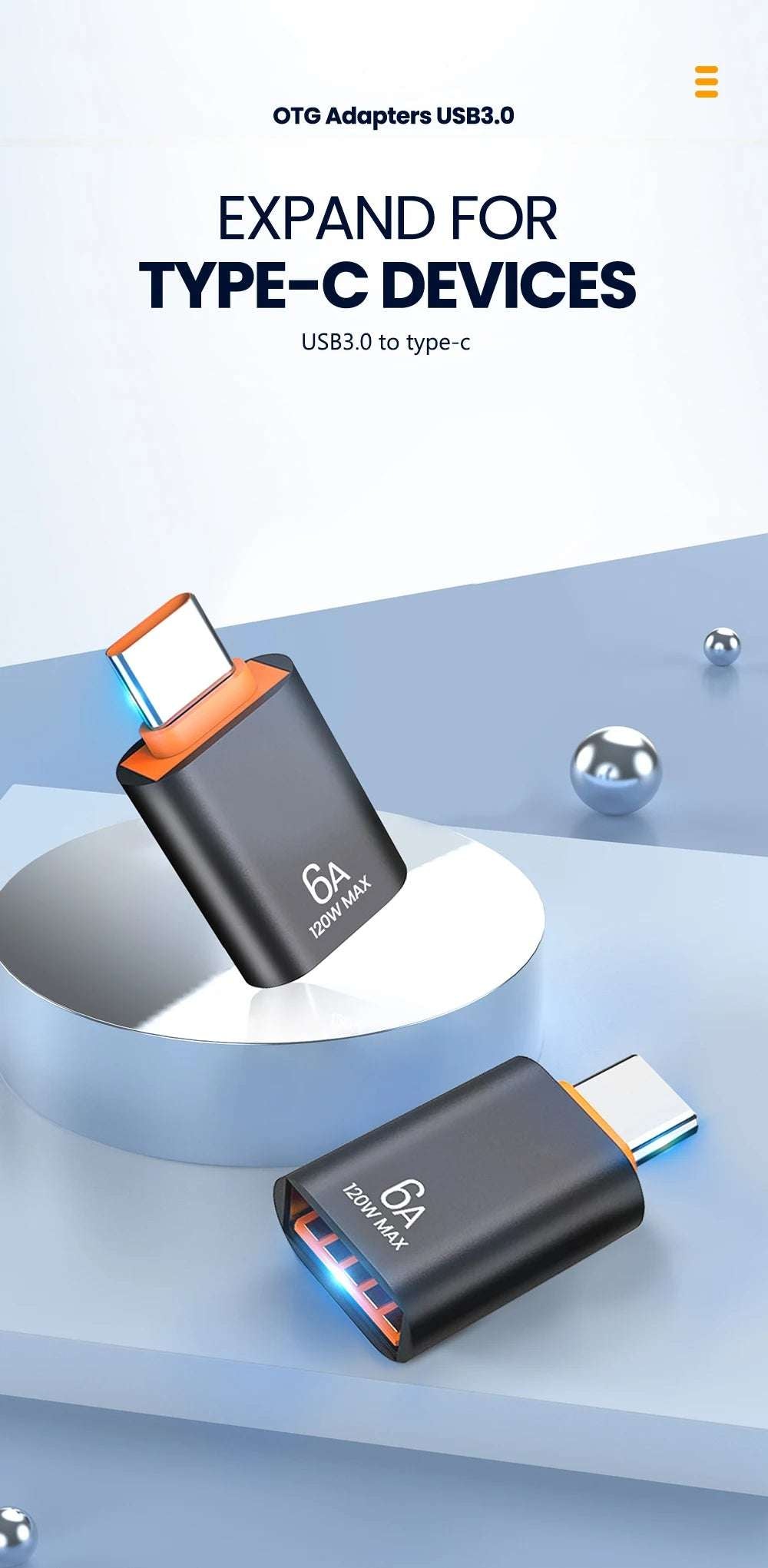 10A OTG USB 3.0 To Type C Adapter USB Female To Type c Male Fast Charging adadpter OTG USB C For Xiaomi Samsung Laptop PC