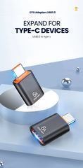 محول 10A OTG USB 3.0 إلى النوع C من USB أنثى إلى النوع C ذكر محول شحن سريع OTG USB C لأجهزة الكمبيوتر المحمولة Xiaomi Samsung