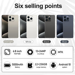 Global Vision 5G Smartphone Android Note 16 Pro 6000mAH 12GB RAM 256G ROM 6.8Inch 1920x1080HD 24+48MP MTK10 Core 4G Mobile Phone