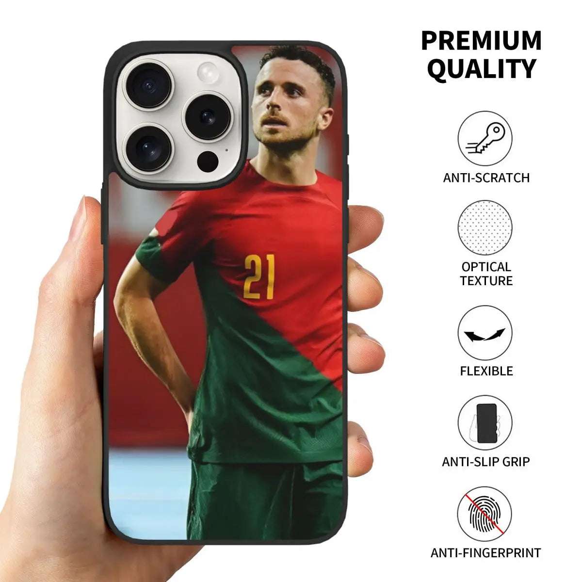 Diogo Jota Soccer Football Phone Case For iPhone 15 Pro TPU Shockproof Phone Cover