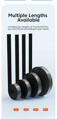 Rolls of black cable organizer wire ties in multiple lengths