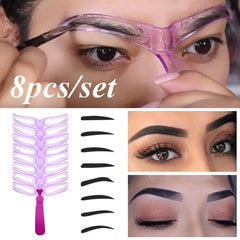 【مبيعات ساخنة】قوالب الحواجب، مجموعة تشكيل الحواجب، قالب للحواجب، 8 أنماط من قوالب الحواجب القابلة لإعادة الاستخدام مع مقبض