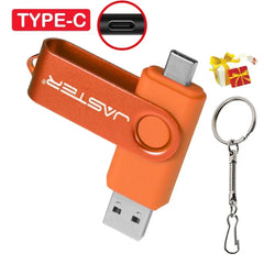 محرك أقراص فلاش USB من النوع C بسعة 128 جيجابايت وذاكرة تخزين 64 جيجابايت وسلسلة مفاتيح مجانية وذاكرة تخزين إبداعية هدية عمل باللون الأحمر وقرص U أزرق 32 جيجابايت