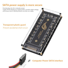 5V/3PIN ARGB Cable Splitter Hub ASUS AURA SYNC RGB Fan Hub Adapter SATA Power Extension Cable Adapter for Computer PC Cooler
