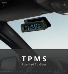 نظام مراقبة ضغط إطارات السيارة الذكية TPMS ساعة رقمية تعمل بالطاقة الشمسية شاشة LCD ضغط إطارات السيارة درجة الحرارة نظام إنذار السلامة