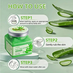 500g Aloe Vera Exfoliating and Purifying Scrub, Rich in Aloe Vera Extract, Unforward Skin, Fresh Fragrance, Long-Lasting Fragrance, Ice Cream Texture, Refreshing Skin Tactile, Rub Texture with Delicate Scrub Particles Can Eff