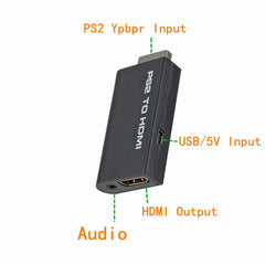 محول صوت وفيديو PzzPss PS2 إلى HDMI متوافق مع 480i/480p/576i مع مخرج صوت 3.5 مم يدعم جميع أوضاع العرض من PS2 إلى HD