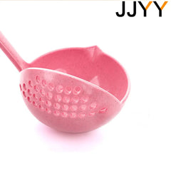JJYY ملعقة مطبخ 2 في 1 ملعقة بمقبض طويل مصفاة بلاستيكية أدوات مائدة ملعقة وعاء ساخن