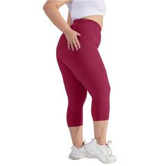 Plus size yoga pants for women Leggings fitness tummy tuck butt lift slim yoga pants with pocket summer sports cropped trousers