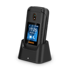 UNIWA V909T 4G Flip Phone Dual Screen Single Nano Cellphone Big Push-Button Mobile Phone for Elderly 2250mAh Russian Keyboard