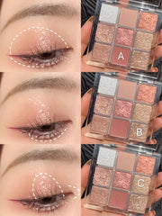 DIKALU Spring And Summer New Eyeshadow Palette Oh Rosy Nine Palace Grid Auto Focus Low Saturation Smoke Powder Rose Plate