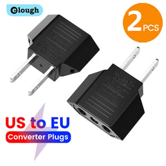 Elough 4.0mm US To EU Converter Plugs European EU To US America Travel Plug Adapter US to EU Power Adapter Electrical Plug