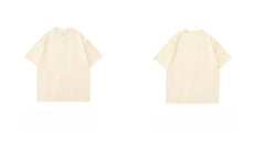 Beige 300g Heavyweight Cotton Short Sleeved T-shirt Summer Round Neck Loose and Base Shirt for Men Women Basic Tee