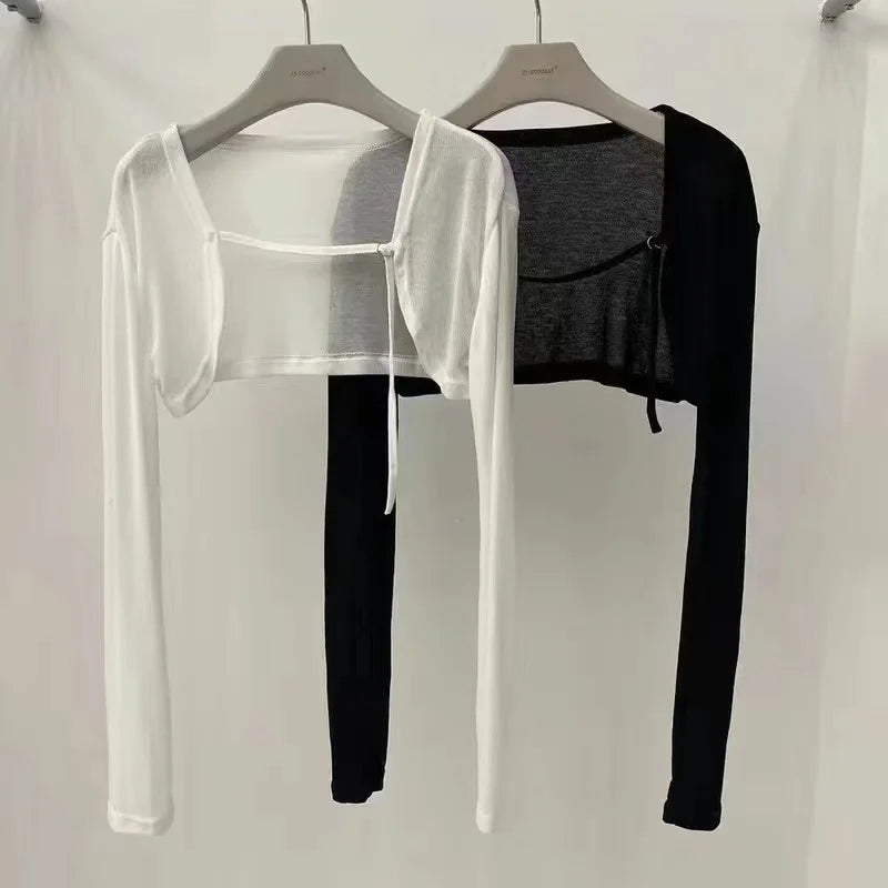 Sweet And Spicy Slim Fit Knitted Open Cardigan And  Skirt Women's Summer Tee Piece Set Faionable Asymmetrical Design