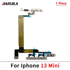 كابل مرن لتشغيل وإيقاف التشغيل لهاتف iPhone 13 14 15 Pro Max Plus Mini مع زر جانبي لرفع الصوت وأسفل وشريط مفاتيح مع كابل مرن معدني