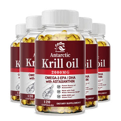 2000Mg Antarctic Krill Oil Omega-3 EPA & DHA Phospholipids and Astaxanthin for Joint, Brain, Immune and Cardiac Support Diet