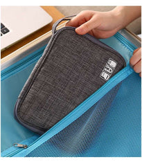 1pc Black Green Storage Bag Electronic Accessory Organizer Portable Usb Data Cable Charger Plug Travel Waterproof Organizer