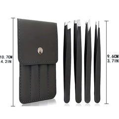 4Pcs Tweezers Set - Professional Stainless Steel Tweezers for Eyebrows - Great Precision for Facial Hair, Splinter and Ingrown