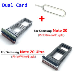 حامل بطاقة SIM صغيرة مزدوجة جديدة ومختبرة مع درج فتحة الشريحة ومقبس محول لهاتف Samsung S20 Note 20 Ultra + Pin