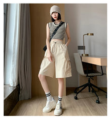 Sweet Cool Sle Women's Workwear orts Summer Thin American Qui Dry Casual Wide Leg Five-Quarter Loose Straight Cut Pants