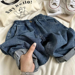Boys Girls Toddlers Loose Pants Fashion Summer Baby Boys and Girls Baby Foreign Denim Pants New Arrival 2025