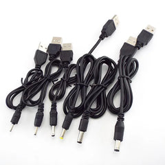 موصل كابل تمديد طاقة تيار مستمر 5 فولت من USB إلى DC 3.5*1.35 مم 2.0*0.6 مم 2.5*0.7 مم 4.0*1.7 مم 5.5*2.1 مم 5.5*2.5 مم