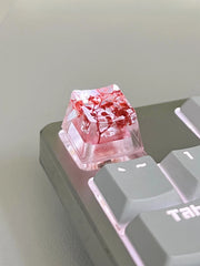 1Pcs High Quality Epoxy DIY Translucent Leaves Dry Flowers Paper Cross Axis Mechanical Keyboard Keycap Universal Accessories