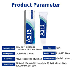 A313 Pure Vitamin A Retinol Cream 50g - Anti-Aging, Moisturizing, Acne Prevention with 200,000 IU Retinyl Palmitate for Face & D