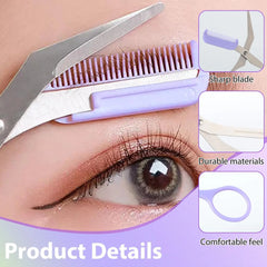 1PCS Eyebrow Trimmer Scissor,2024 New Stainless Steel Eyebrow Scissors with Comb,Portable Non Slip Professional Eyebrow Trimmer