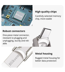 Bliksem 2in1 USB Flash Drive 32GB 64GB 128GB for TYPE-C PC High Speed USB Flash Drive 128GB USB 2.0 TYPE-C 32GB 64GB Pen Drive