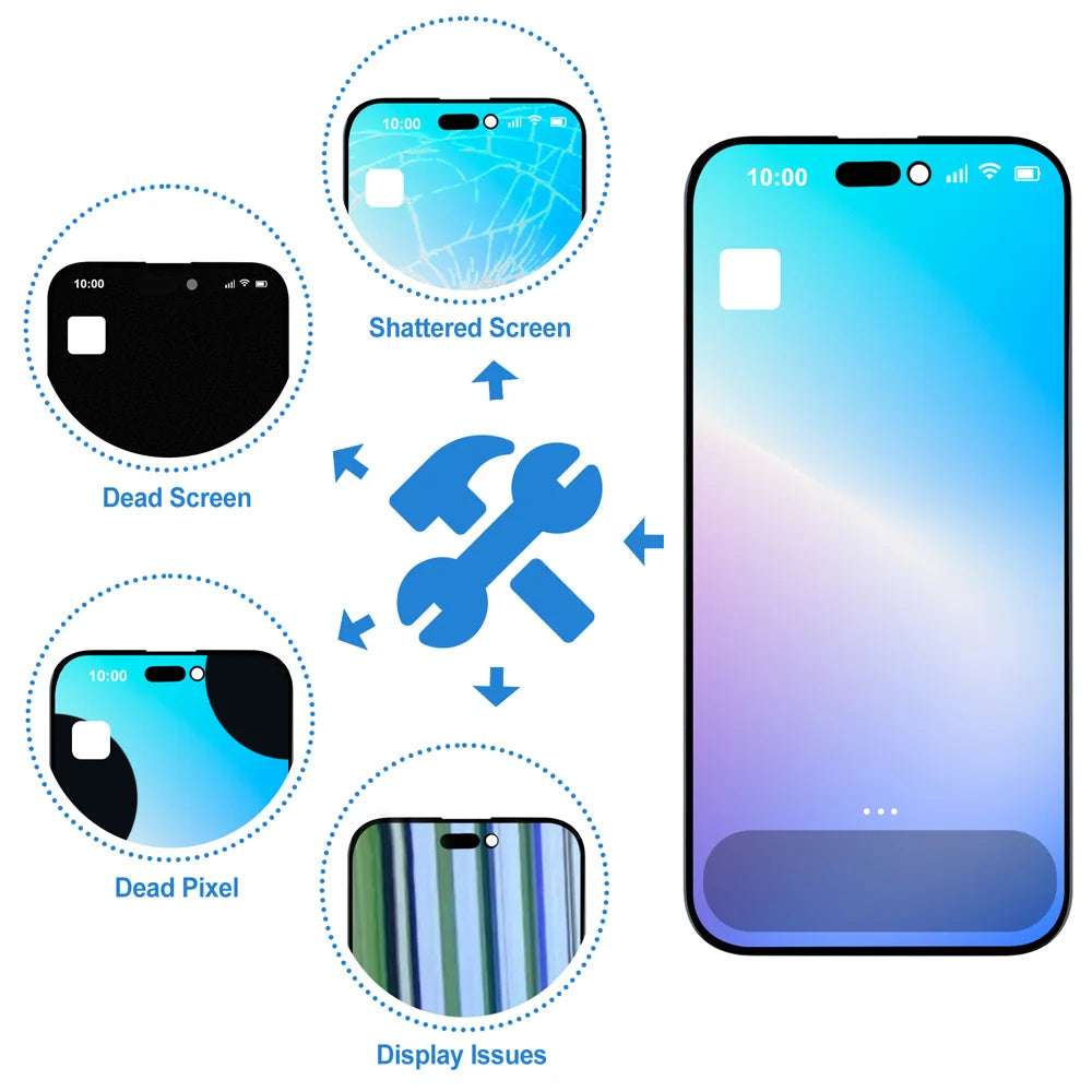 RFLCD SOFT OLED 120HZ Lcd For iPhone 15 Pro Display Touch Screen Replacement Digitizer Panel Assembly True Tone Chip Transfer