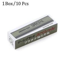 10 pcs eyebrow trimmer razor blades in green boxed case with blade comb