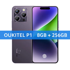 هاتف OUKITEL P1 الذكي بشاشة AMOLED مقاس 6.7 بوصة ومعالج MTK Helio G99 وذاكرة وصول عشوائي (8 جيجابايت) وذاكرة تخزين داخلية (256 جيجابايت) وكاميرا 50 ميجابكسل وبطارية 5150 مللي أمبير في الساعة ونظام NFC ونظام تشغيل Android 14