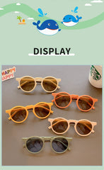 2023 New Children Round Solid Frosted Sunglasses Kids Outdoor Sun Protection Acrylic UV400 Glasses Boys Girls Polarized Glasses