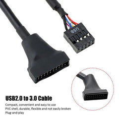 سلك محول رأس اللوحة الأم عالي الجودة قطعة واحدة 20 دبوس USB 3.0 أنثى إلى 9 دبوس USB 2.0 ذكر لجهاز الكمبيوتر سلك محول الكمبيوتر