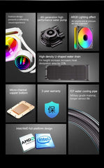 UPSIREN Poseidon mirror 360 ARGB All-in-one water cooling radiator/Infinity mirror lighting effects/TDP280W/Support LGA1700/AM5