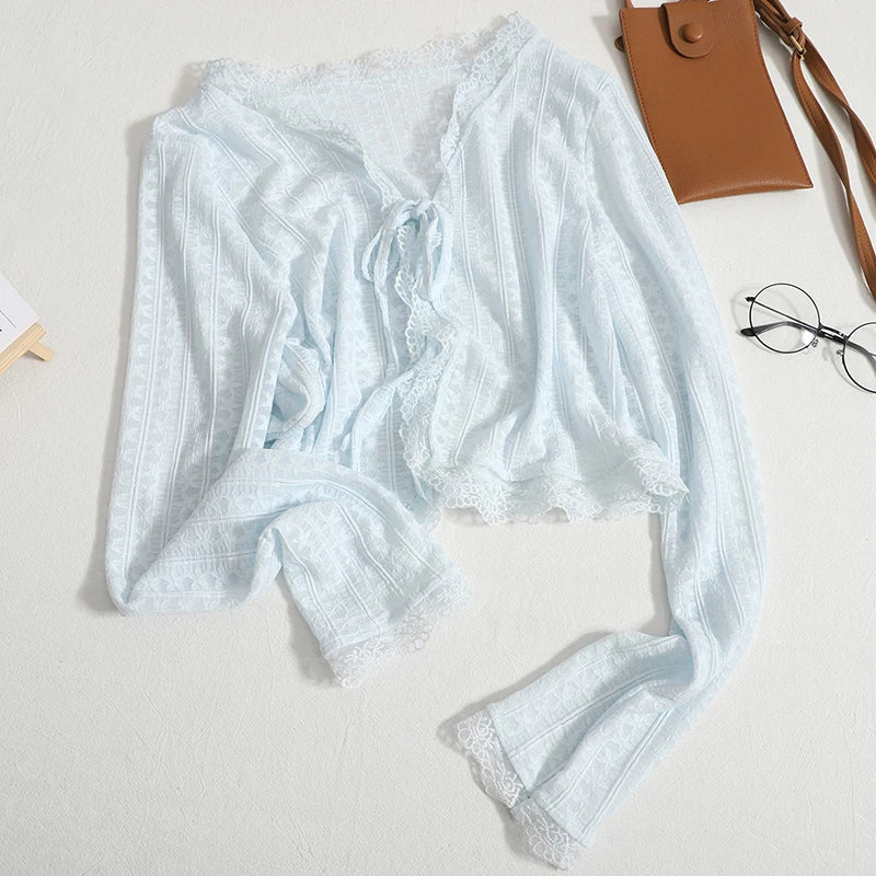 Sweet Lace Open Cardigan Women's Summer New Sle with Sling Dr Small awl Cover up Air Conditioning Sun Protection Clothes