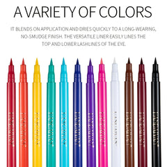 12 color rainbow DIY colored eyeliner is not easy to smudge matte eyeliner pen