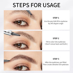 قلم حواجب QIC Four-Claw Sketch أسود بني رمادي قلم حواجب سائل مقاوم للماء يدوم طويلاً بتقنية Microblading ثلاثية الأبعاد