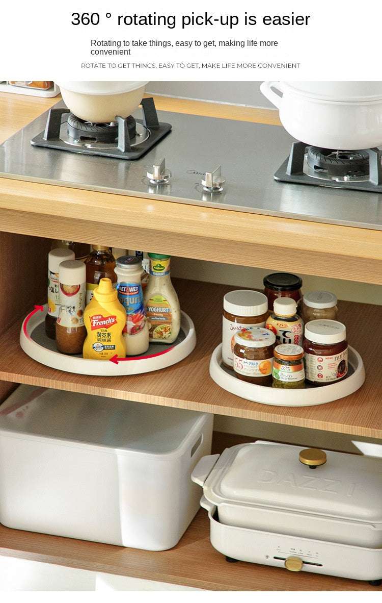 1/4Pcs 360 Rotatable Anti Sliding Kitchen Condiment Rotatable Storage Rack Tableware Cabinet Round Multi Functional Storage Rack