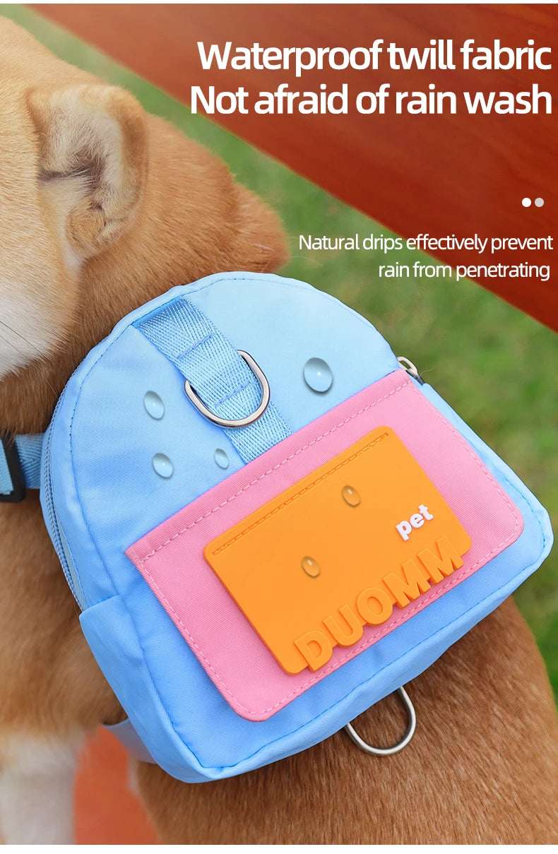 Waterproof Pet Backpack For Dogs Puppy Bag With Harness Collar Outdoor Travel Dog Snacks Backpack French Bulldog Dog Accessories