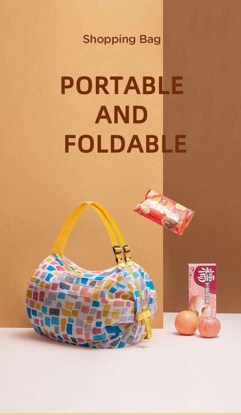 Large Capacity Foldable Shopping Bag, Portable Travel Bag, Portable Storage Bag, One Shoulder Backpack, Organizing Bag