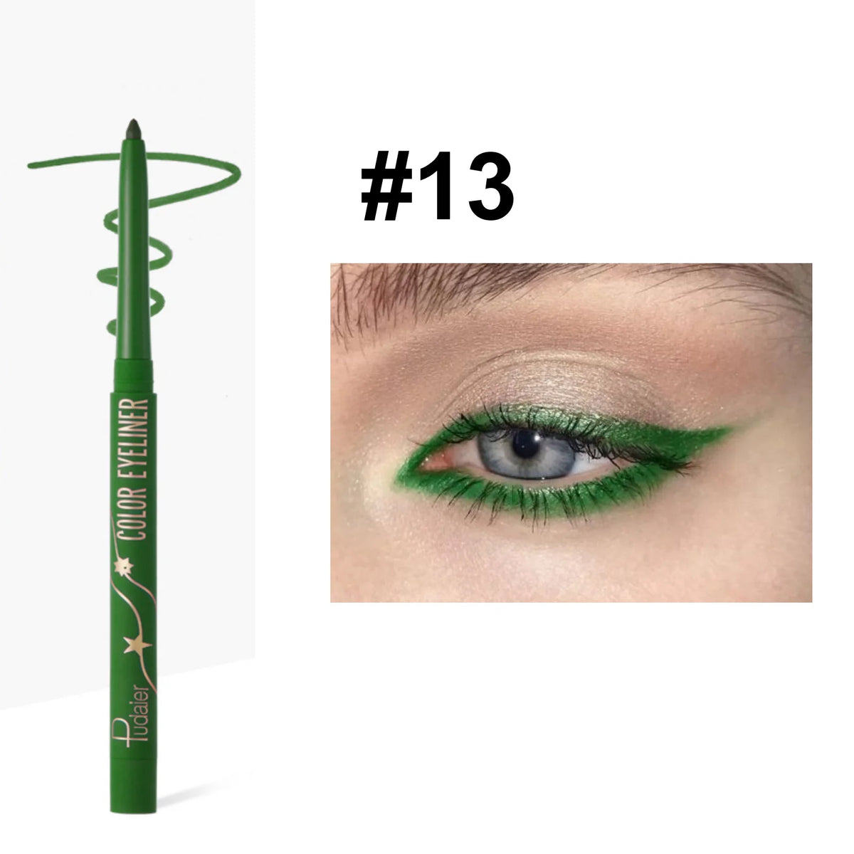 Green Eyeliner Gel Pencil Colorful Waterproof Resistant Matte EyeLiner Pen and Colored Long-Lasting Lying Silkworm Eye Liner