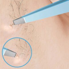 ملقط دقيق من الفولاذ المقاوم للصدأ لإزالة شعر الحاجب والشعر الوجهي والشظايا والرؤوس السوداء بطرف مائل وطرف مدبب