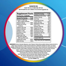 Centrum Men supplement facts panel with serving size and nutrient amounts