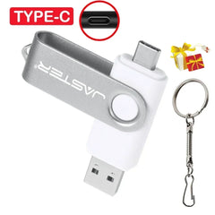 محرك أقراص فلاش USB من النوع C بسعة 128 جيجابايت وذاكرة تخزين 64 جيجابايت وسلسلة مفاتيح مجانية وذاكرة تخزين إبداعية هدية عمل باللون الأحمر وقرص U أزرق 32 جيجابايت