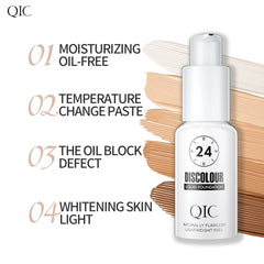 Temperature-Changing Foundation Long-Lasting Waterproof Temperature Changing Liquid Foundation Unisex Daily Portable Travel Size