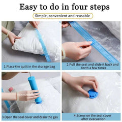 1-8PCS Vacuum Bag and Pump Cover for Clothes Storing Large Plastic Compression Empty Bag Travel Accessories Storage Container