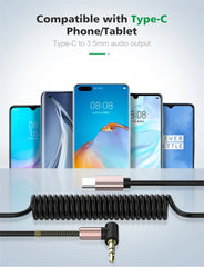 كابل صوت قابل للسحب من OLAF USB C إلى 3.5 مم لسيارة iPhone 15 كابل AUX بمقبس 3.5 مم إلى كابل مكبر صوت بمحول الكوع