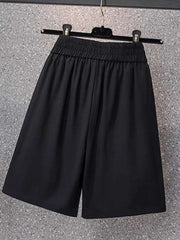 High Waist Straight Leg Elastic Women's Seven-Foot Pants Casual Outdoor Wear Summer Slimming Spor Wide Leg orts